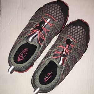 Gray and Pink Athletic Shoes